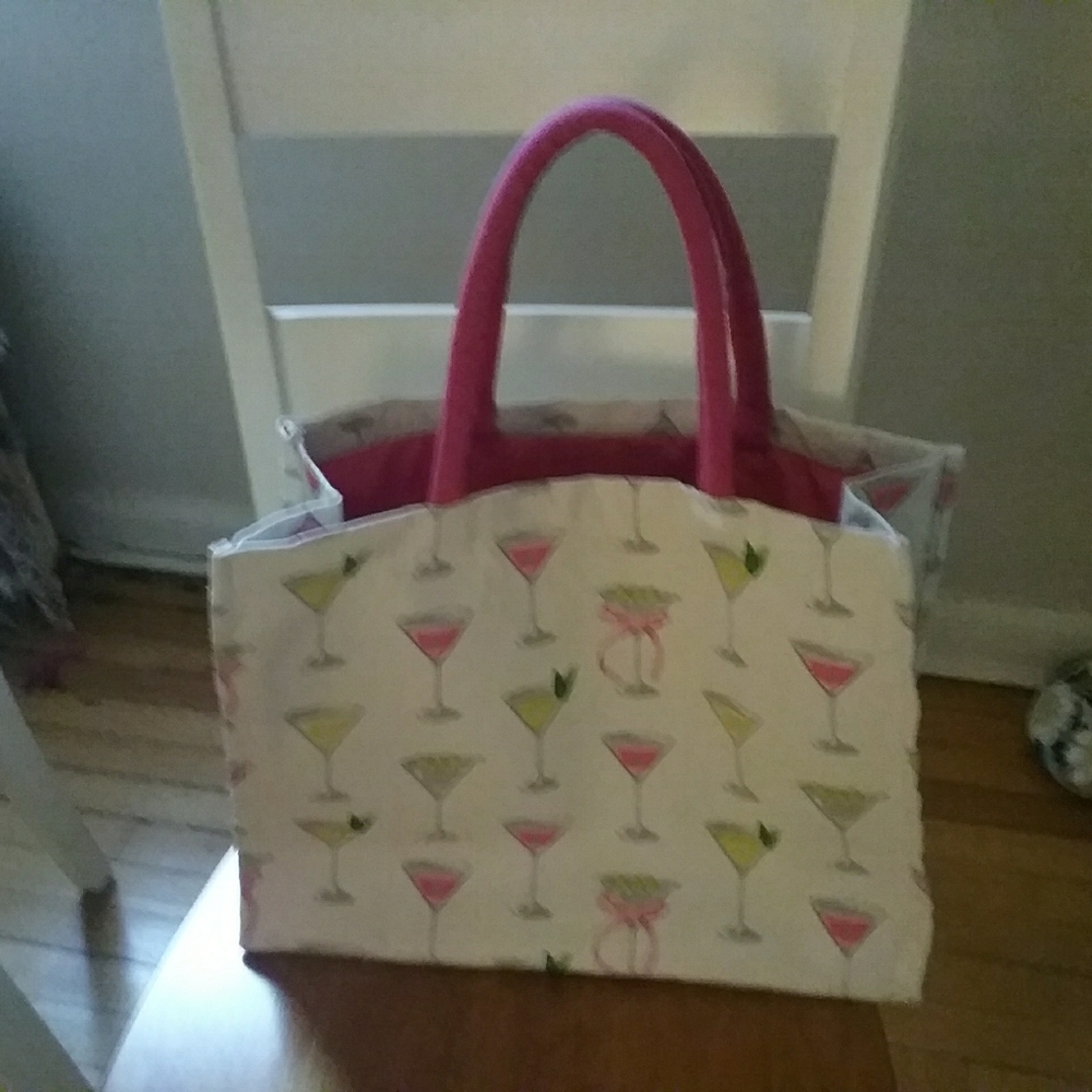Pink Cocktail Print Tote Bag